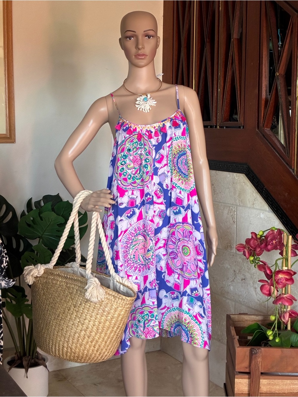 Lilly Pulitzer Tusk In Sun" Elephant Print Dusk Swing Dress - Size S